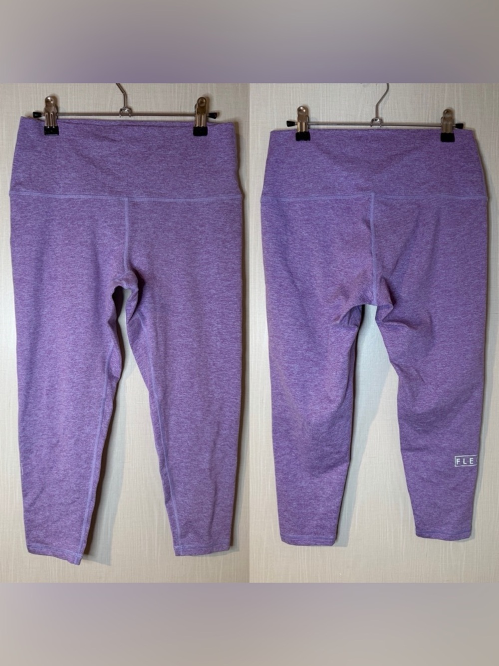 Fleo El Toro Heathered Purple Crop Performance Workout Leggings XL